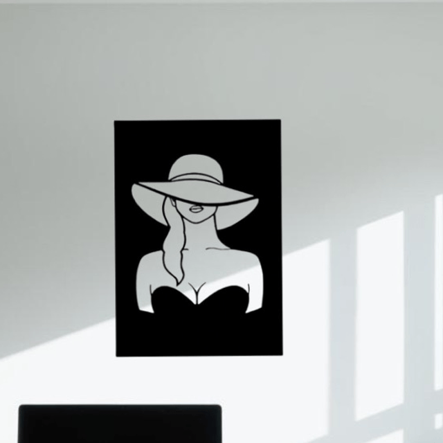 Cadre femme au chapeau (54x39cm)